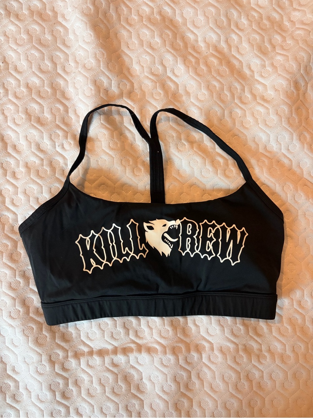 Kill Crew Black Sports Bra with White Logo